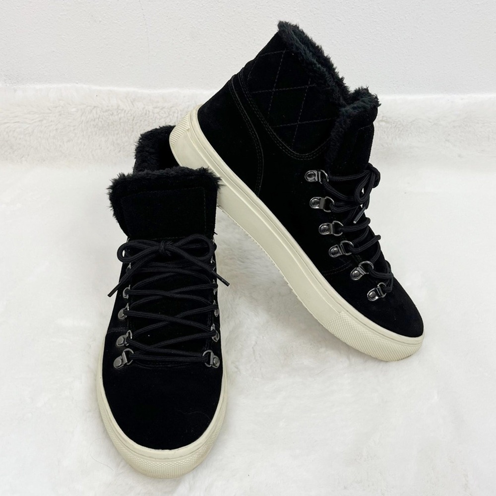 Marc Fisher High Top Shoe Suede Leather Black Women's 11